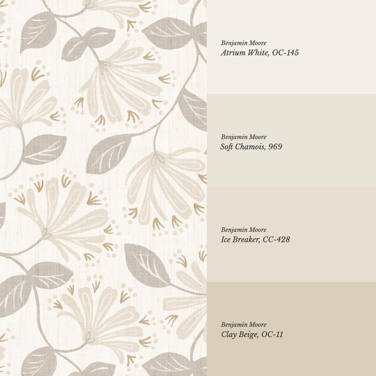 Raquel Honeysuckle Vines Neutral Beige Wallpaper
