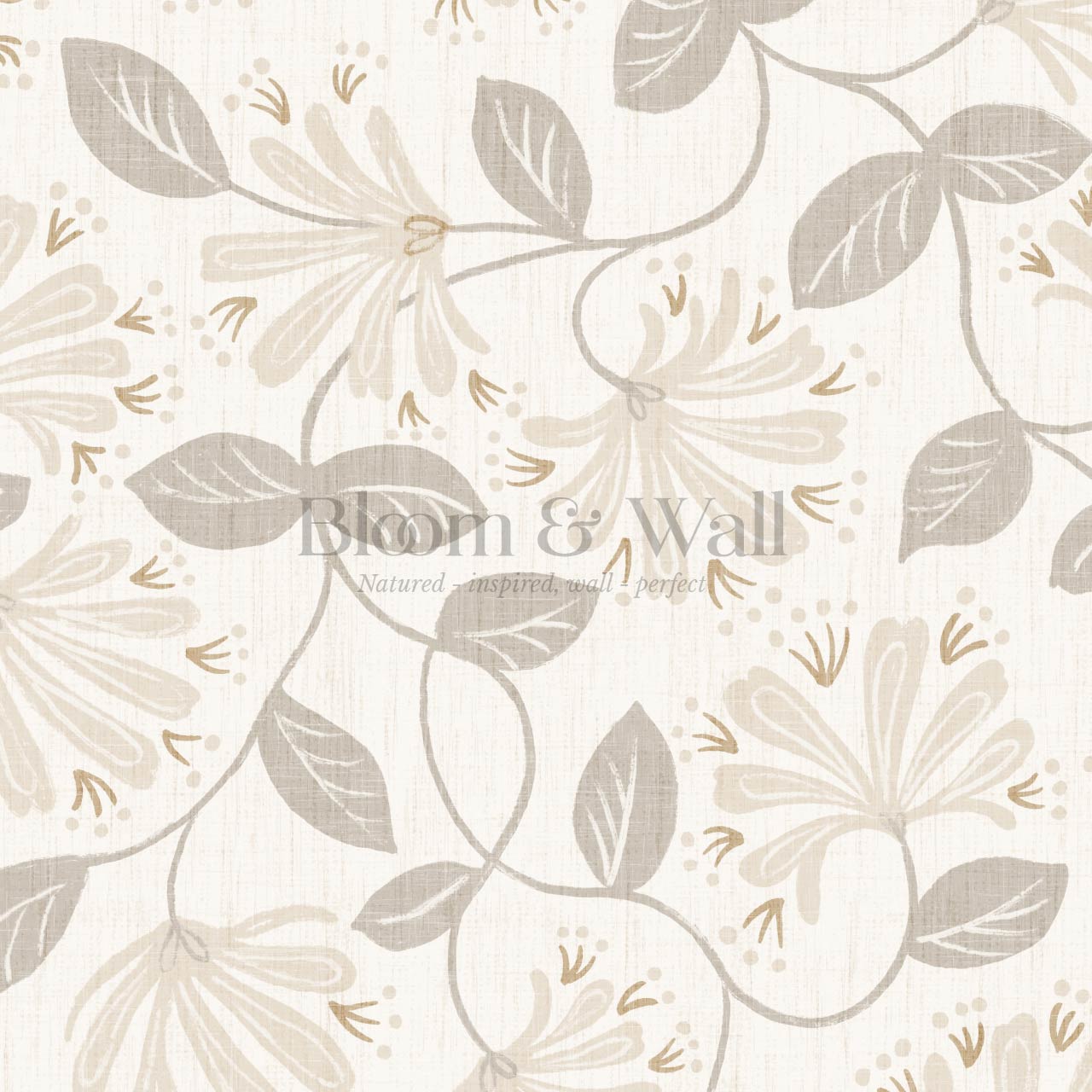Raquel Honeysuckle Vines Neutral Beige Wallpaper