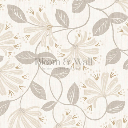 Raquel Honeysuckle Vines Neutral Beige Wallpaper