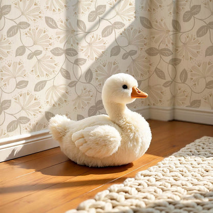Raquel Honeysuckle Vines Neutral Beige Wallpaper