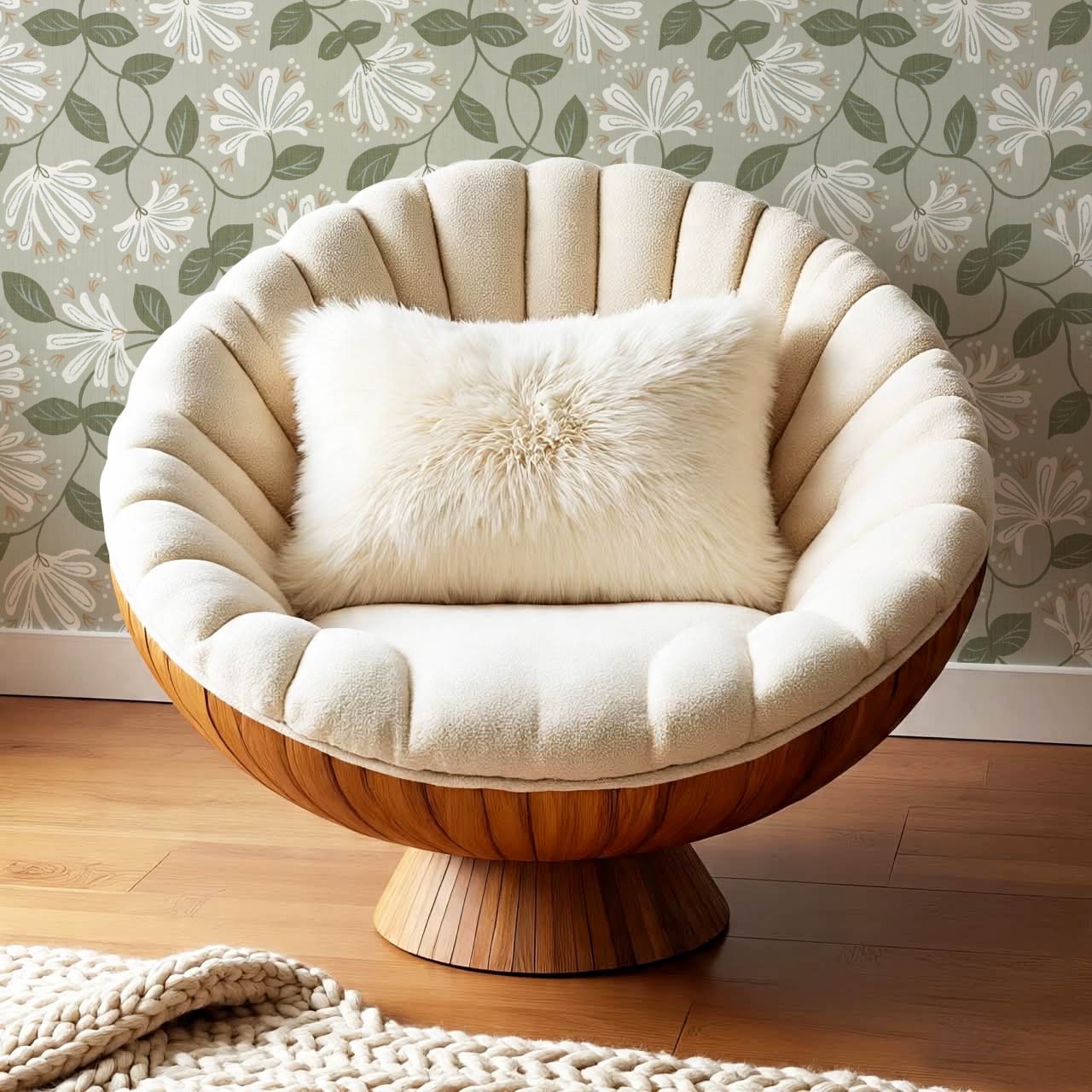 Raquel Honeysuckle Vines Sage Forest Off White Wallpaper