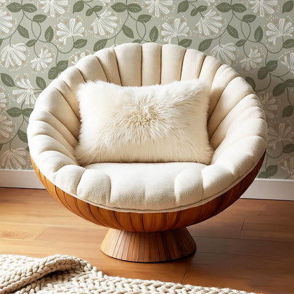 Raquel Honeysuckle Vines Sage Forest Off White Wallpaper