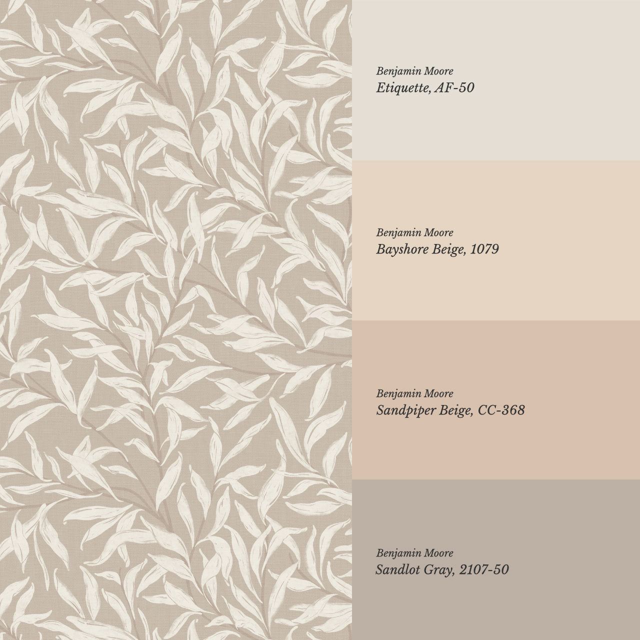 Raya Large Willowmere Vines Beige Tan Wallpaper