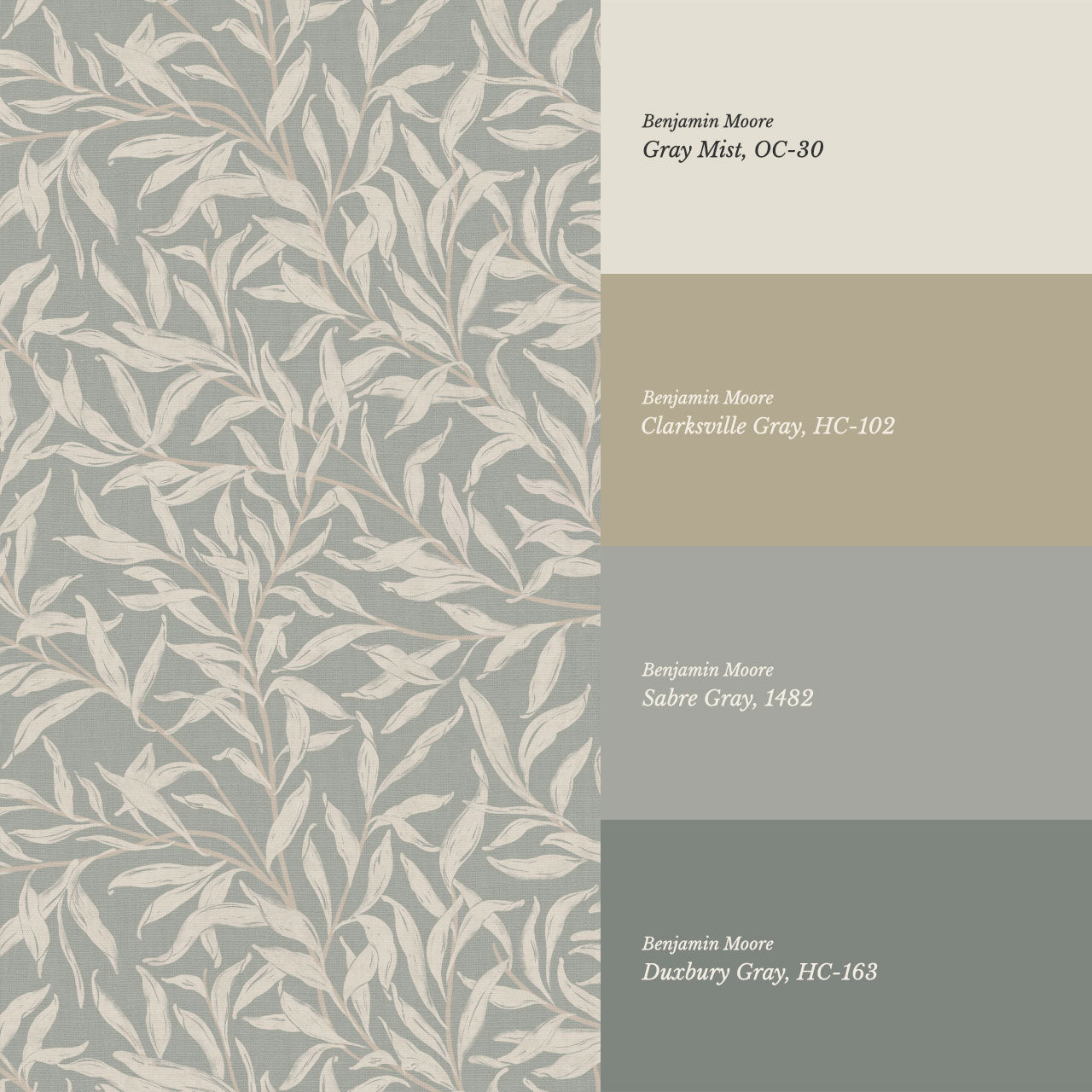 Raya Large Willowmere Vines Stone Sage Wallpaper