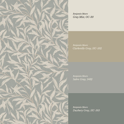 Raya Large Willowmere Vines Stone Sage Wallpaper