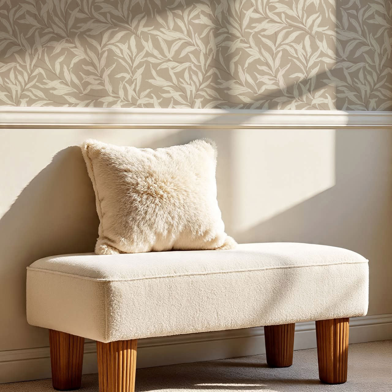 Raya Large Willowmere Vines Beige Tan Wallpaper