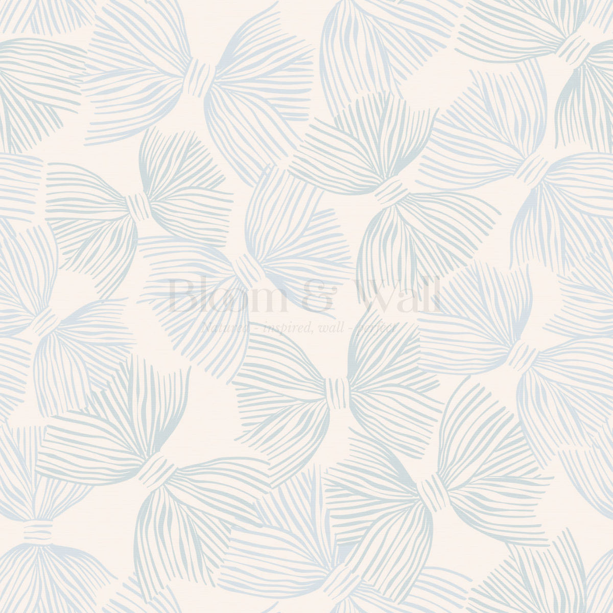 Raya Soft Bows Blue Wallpaper – Bloom & Wall