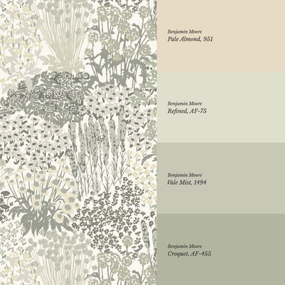 Reese Garden Bloom Pale Green Wallpaper