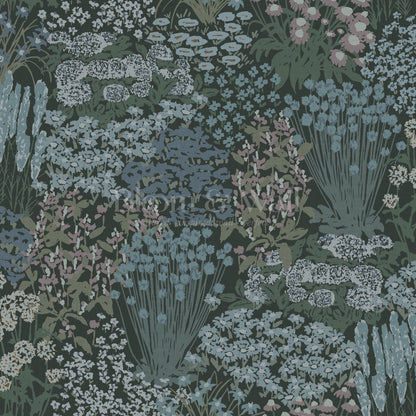 Reese Garden Bloom Deep Green Wallpaper