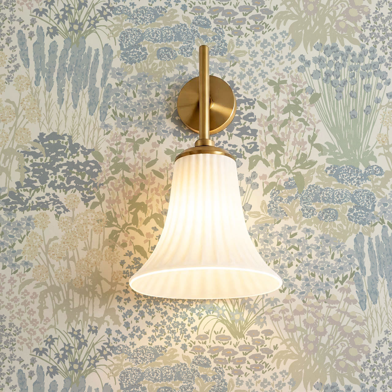 Reese Garden Bloom Blue Oat Wallpaper