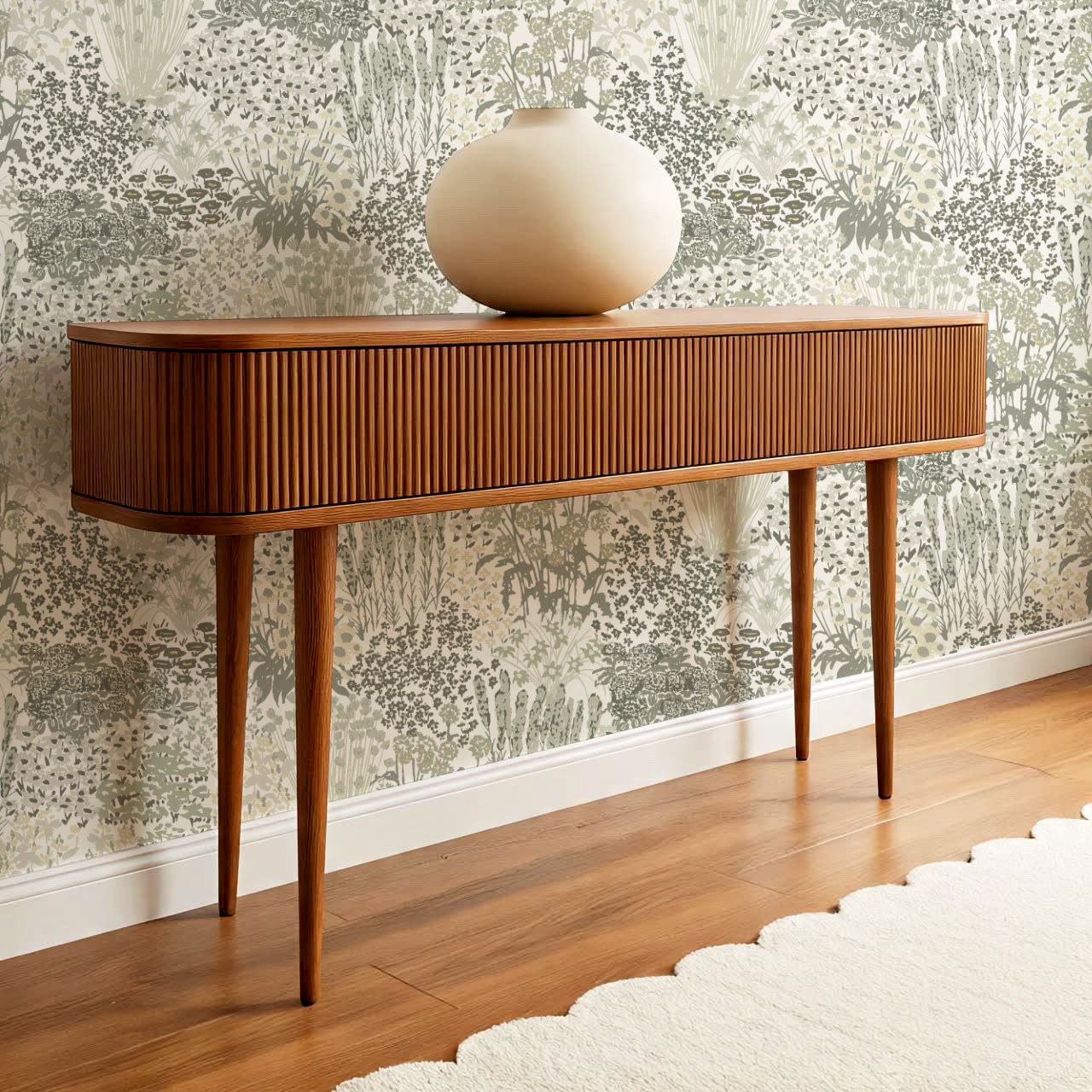 Reese Garden Bloom Pale Green Wallpaper