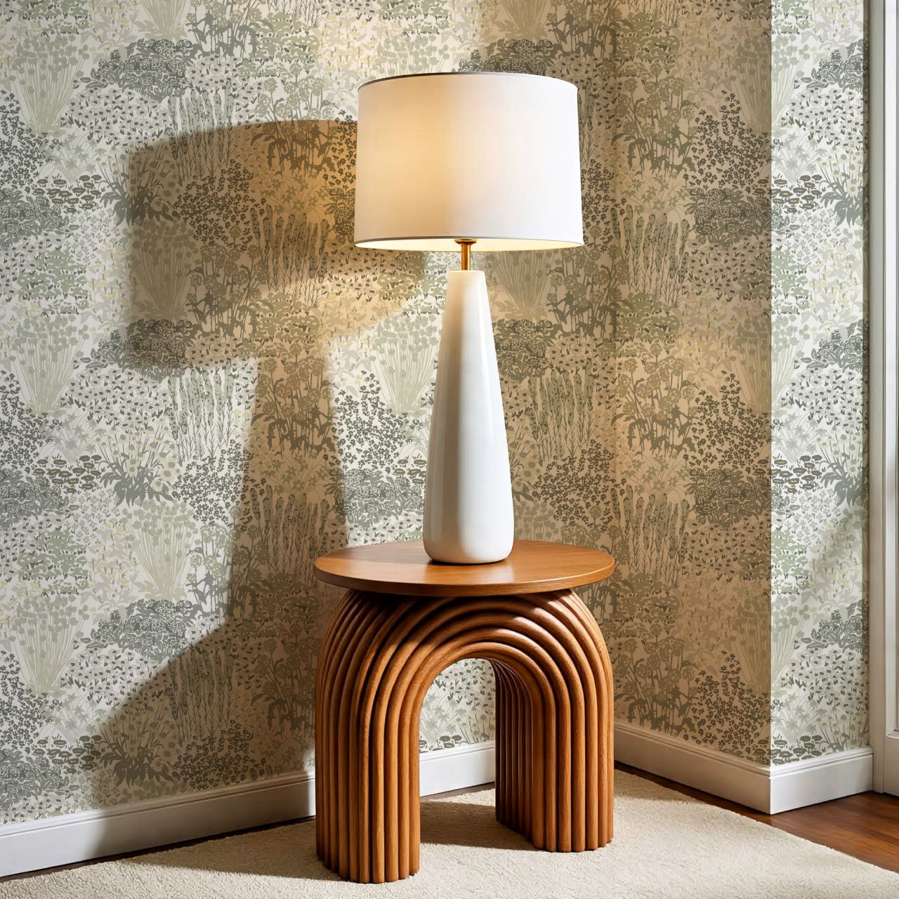 Reese Garden Bloom Pale Green Wallpaper