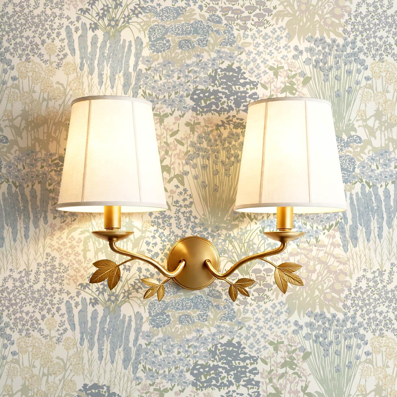 Reese Garden Bloom Blue Oat Wallpaper