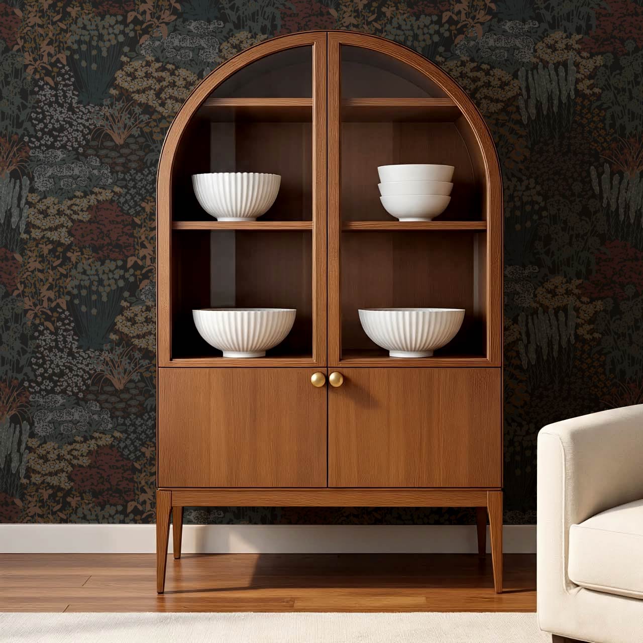 Reese Garden Bloom Moody Brown Wallpaper