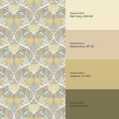 Reet Butterfly Wings Olive Gold Wallpaper