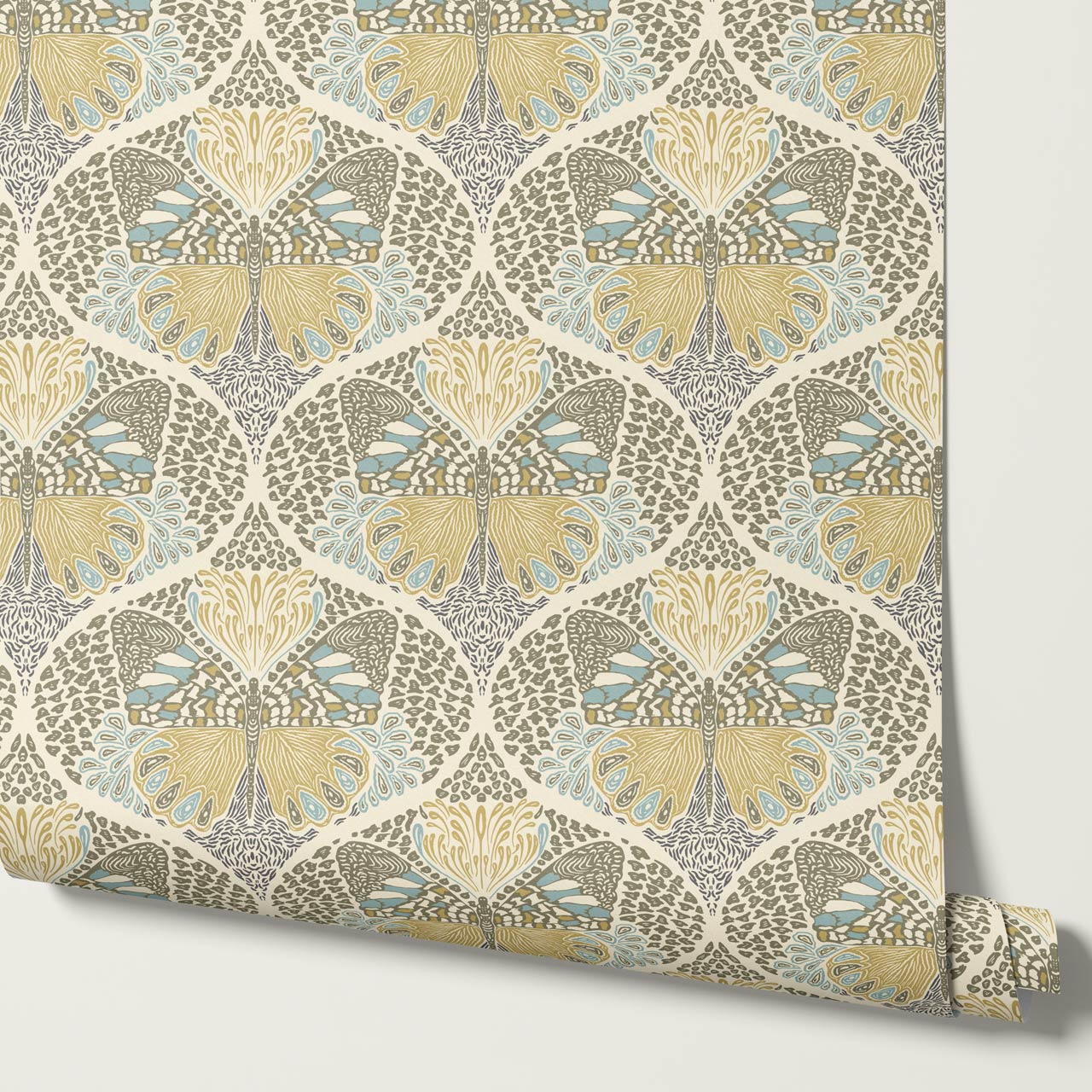 Reet Butterfly Wings Olive Gold Wallpaper