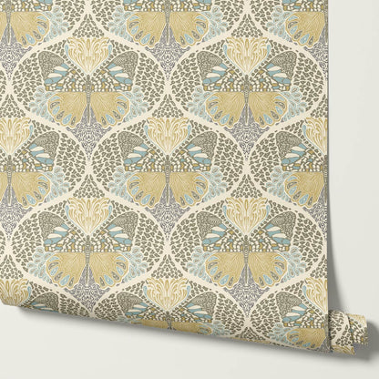Reet Butterfly Wings Olive Gold Wallpaper