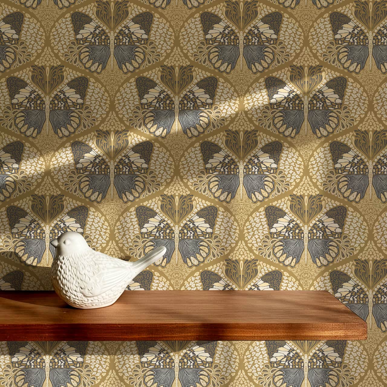 Reet Butterfly Wings Deep Olive Wallpaper