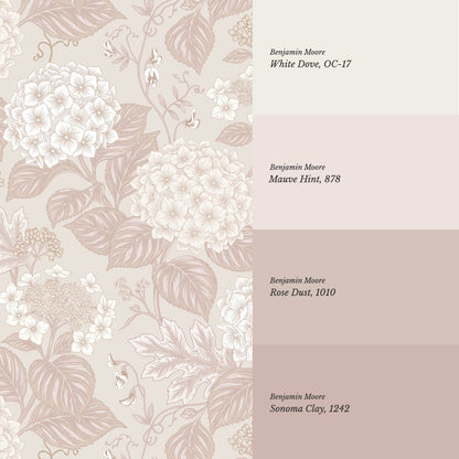 Regina Hydrangea Pink Blush Wallpaper