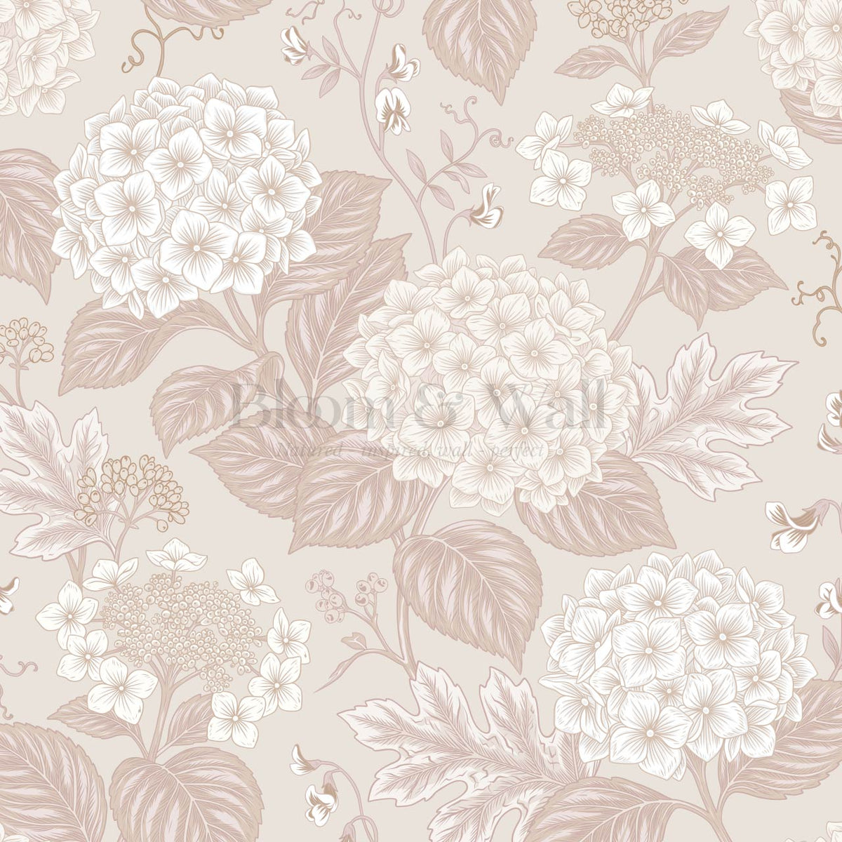 Regina Hydrangea Pink Blush Wallpaper
