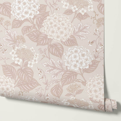 Regina Hydrangea Pink Blush Wallpaper