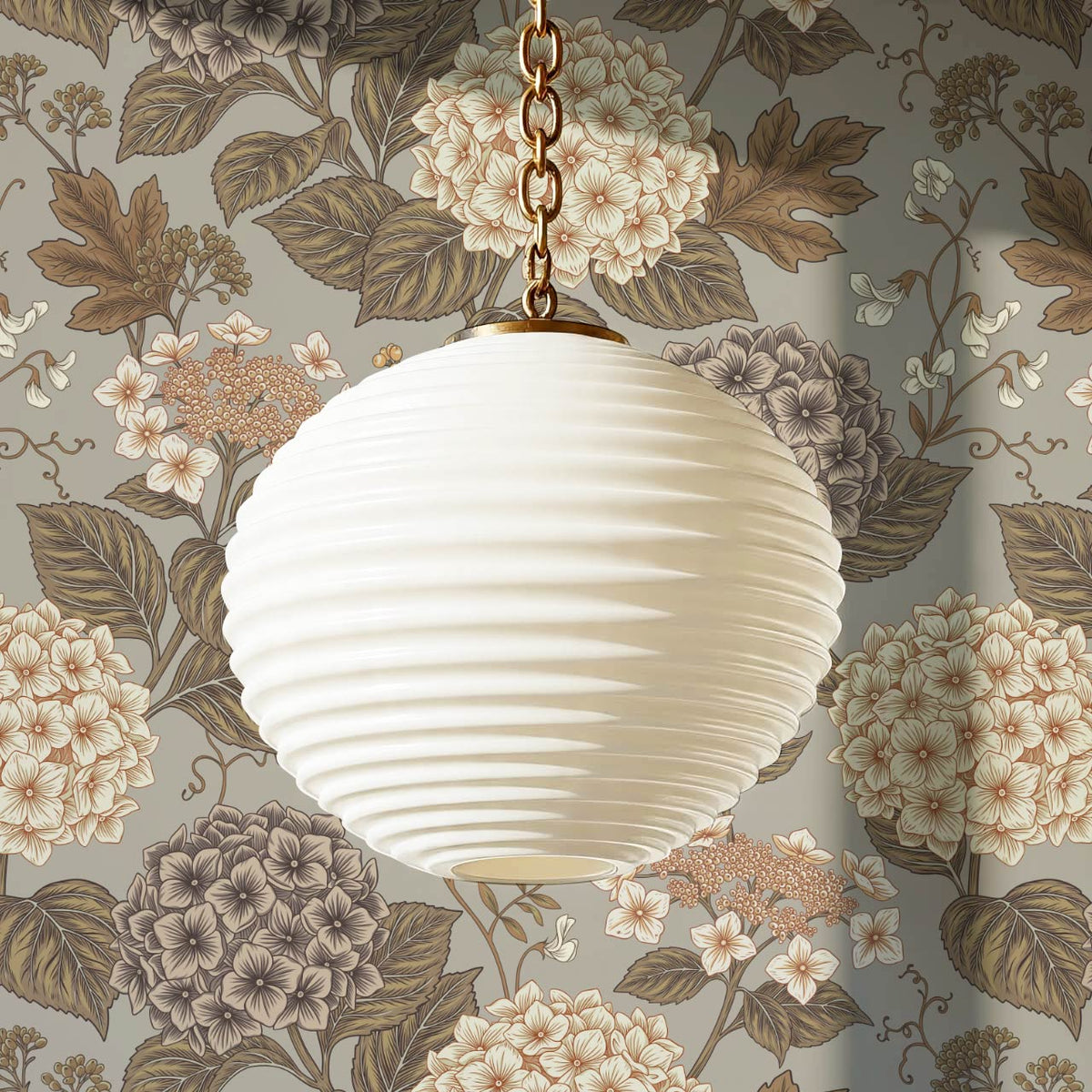 Regina Hydrangea Dove Gray Brown Wallpaper