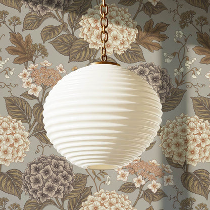 Regina Hydrangea Dove Gray Brown Wallpaper