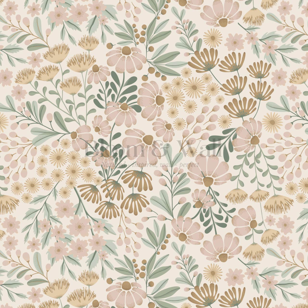 Reign Floral Wilderness Garden Blush Wallpaper