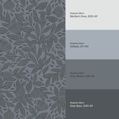 Remi Art Nouveau Floral Dark Blues Wallpaper