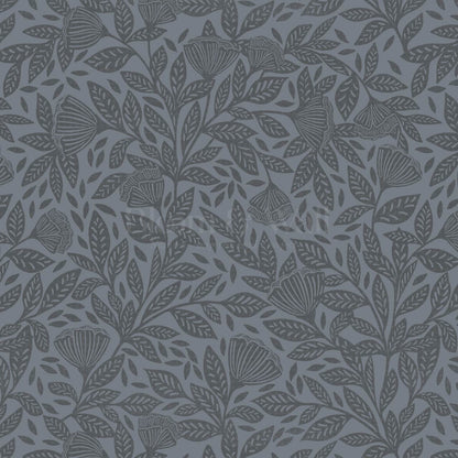 Remi Art Nouveau Floral Dark Blues Wallpaper