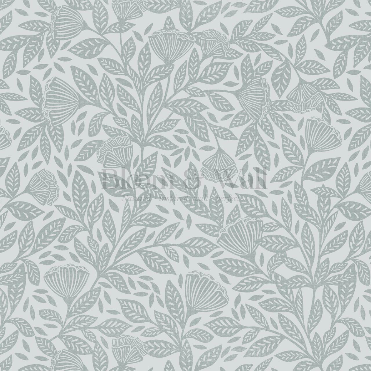 Remi Art Nouveau Floral Dusty Blue Wallpaper