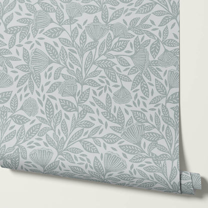 Remi Art Nouveau Floral Dusty Blue Wallpaper