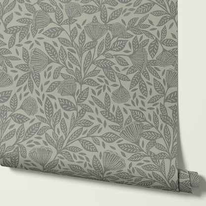 Remi Art Nouveau Floral Evergreen Wallpaper