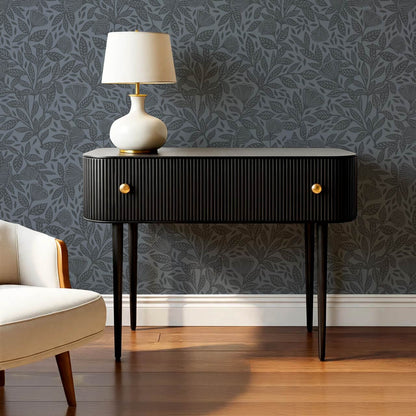 Remi Art Nouveau Floral Dark Blues Wallpaper