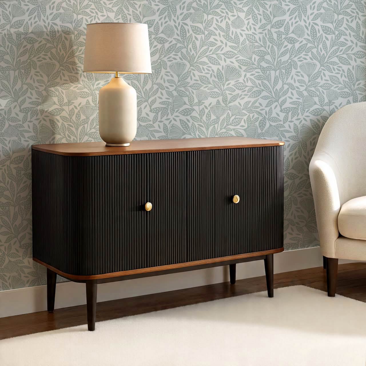 Remi Art Nouveau Floral Dusty Blue Wallpaper