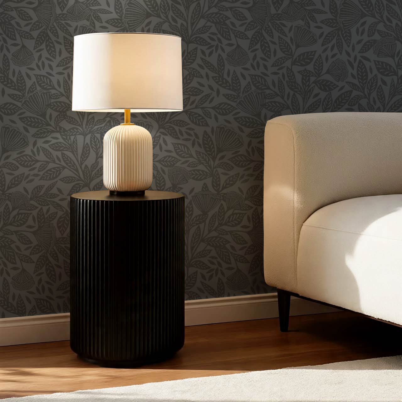 Remi Art Nouveau Floral Dark Blues Wallpaper