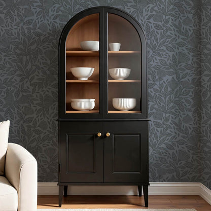 Remi Art Nouveau Floral Dark Blues Wallpaper