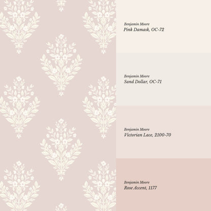 Renata Floral Medallion Mauve Cream Wallpaper