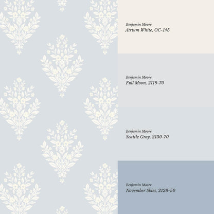 Renata Floral Medallion Sky Cream Wallpaper