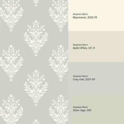 Renata Floral Medallion Sage Cream Wallpaper