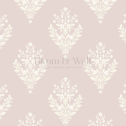 Renata Floral Medallion Mauve Cream Wallpaper