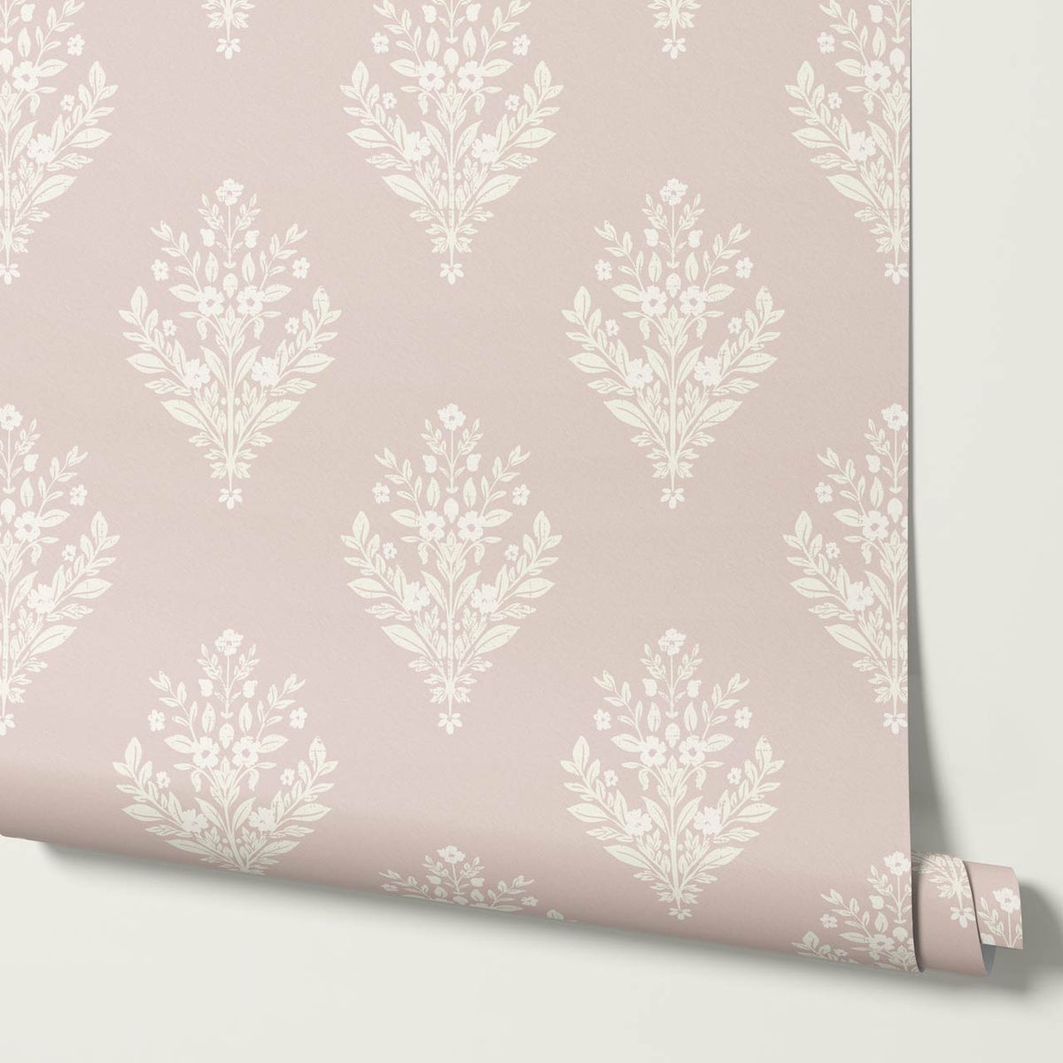 Renata Floral Medallion Mauve Cream Wallpaper