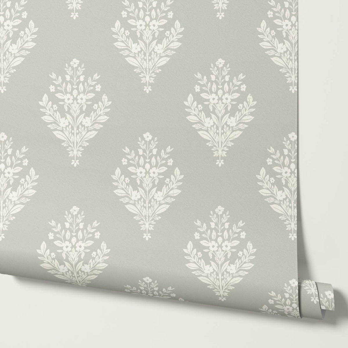 Renata Floral Medallion Sage Cream Wallpaper
