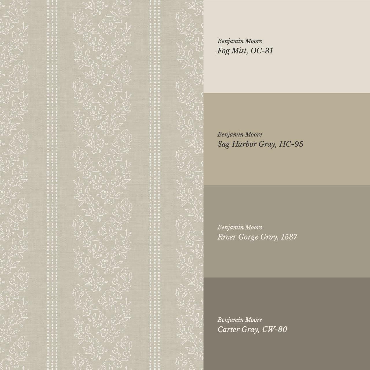 Renée Woven Powder Gray Botanicals Wallpaper