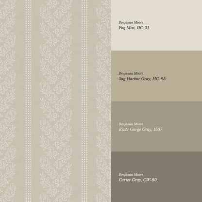 Renée Woven Powder Gray Botanicals Wallpaper
