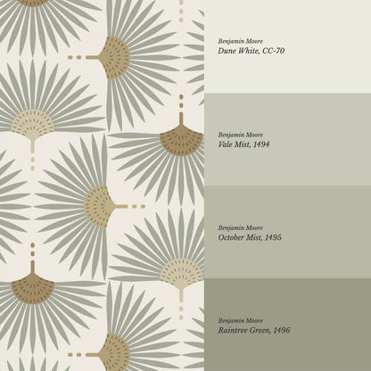 Renilda Mid-Century Sunburst Sage Mustard Wallpaper