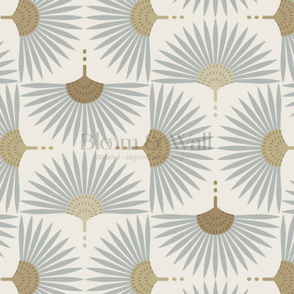 Renilda Mid-Century Sunburst Pale Gray Mustard Wallpaper