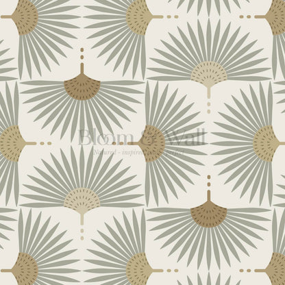 Renilda Mid-Century Sunburst Sage Mustard Wallpaper