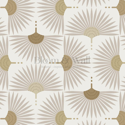 Renilda Mid-Century Sunburst Taupe Mustard Wallpaper