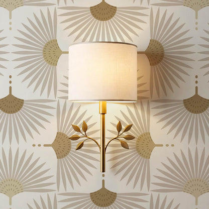 Renilda Mid-Century Sunburst Taupe Mustard Wallpaper